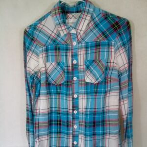 Aeropostale Blue Plaid Button Down Shirt